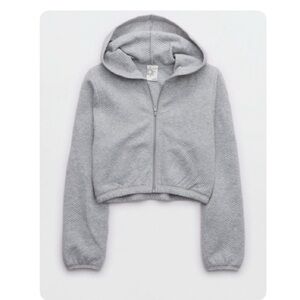 Aerie Cropped Hoodie - OFFLINE By Aerie Coffee Run Full
Zip Sweatshirt